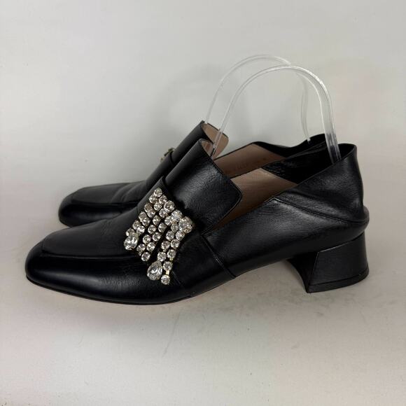Stuart Weitzman Irises Embellished Loafers Womens 9.5 Black Slip-On Square Toe - Picture 4 of 11
